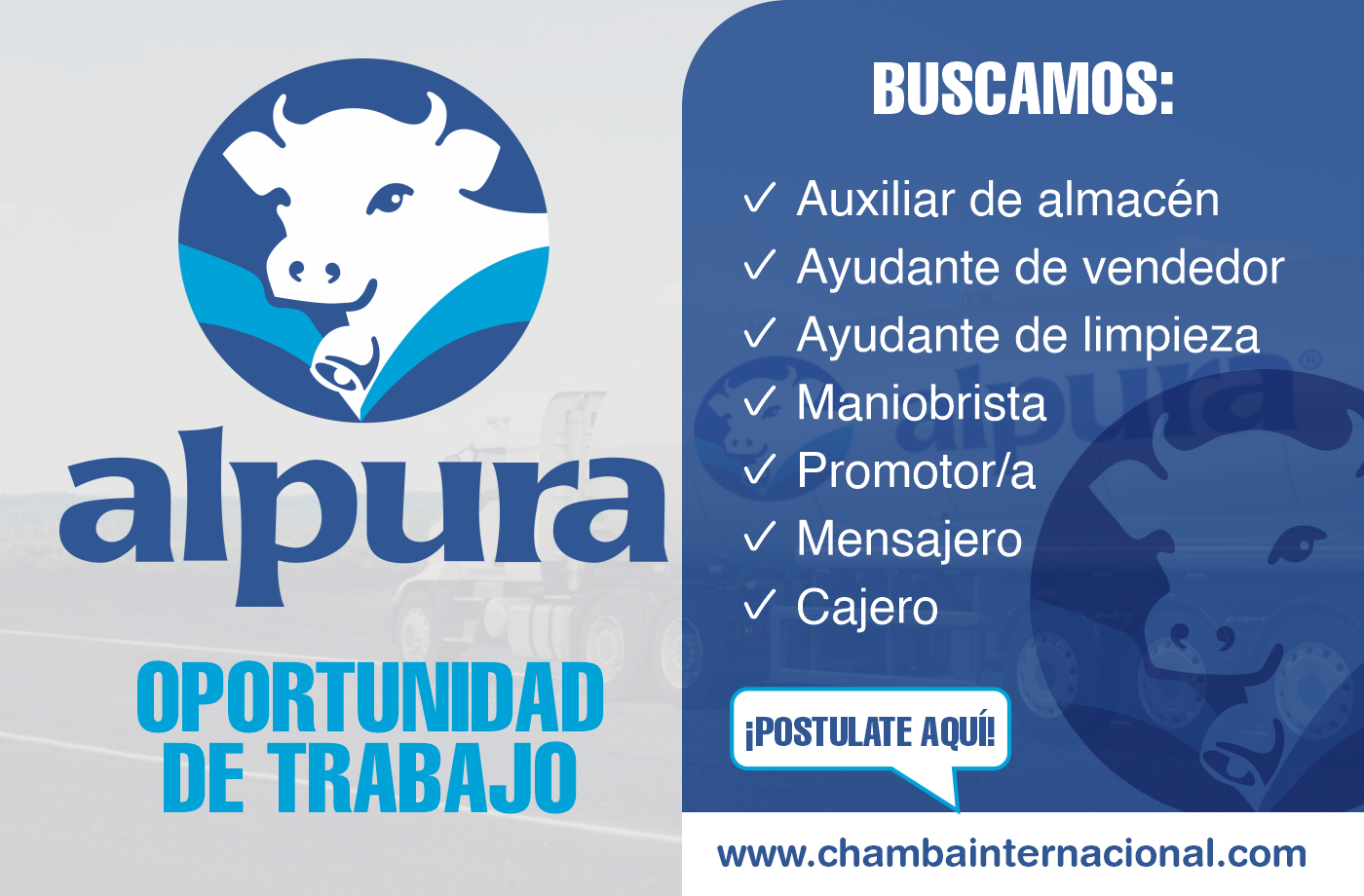 ALPURA busca empleados para laborar en su empresa en distintas áreas laborales