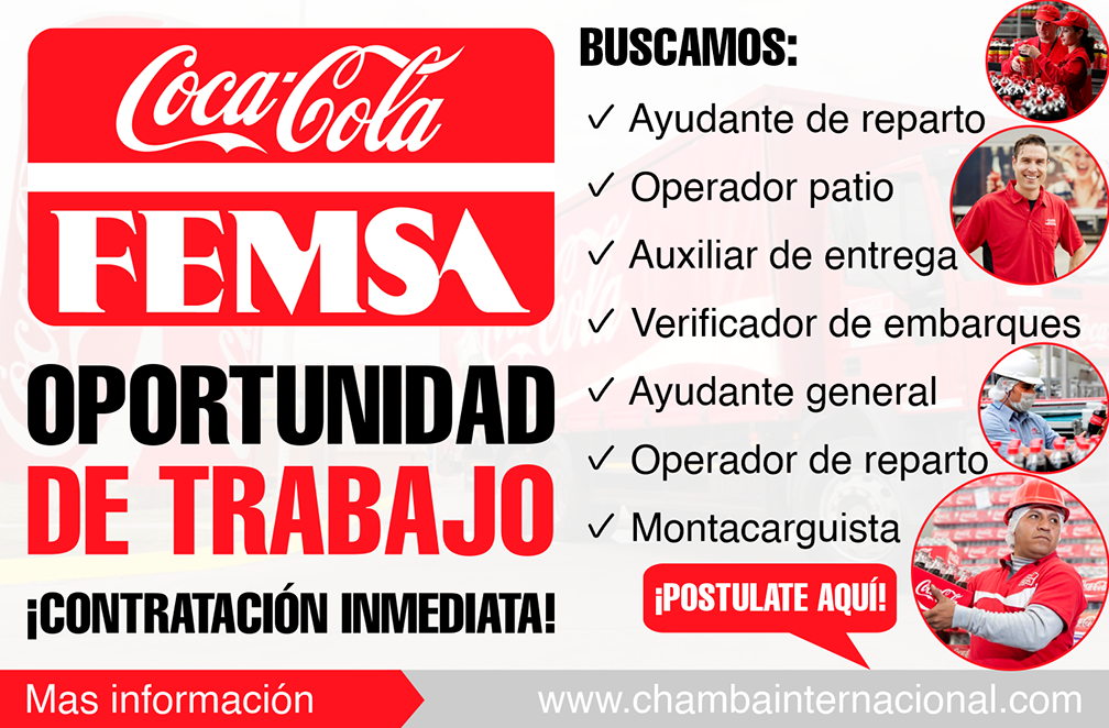 COCA COLA FEMSA tiene en este momento una gran cantidad de vacantes disponibles