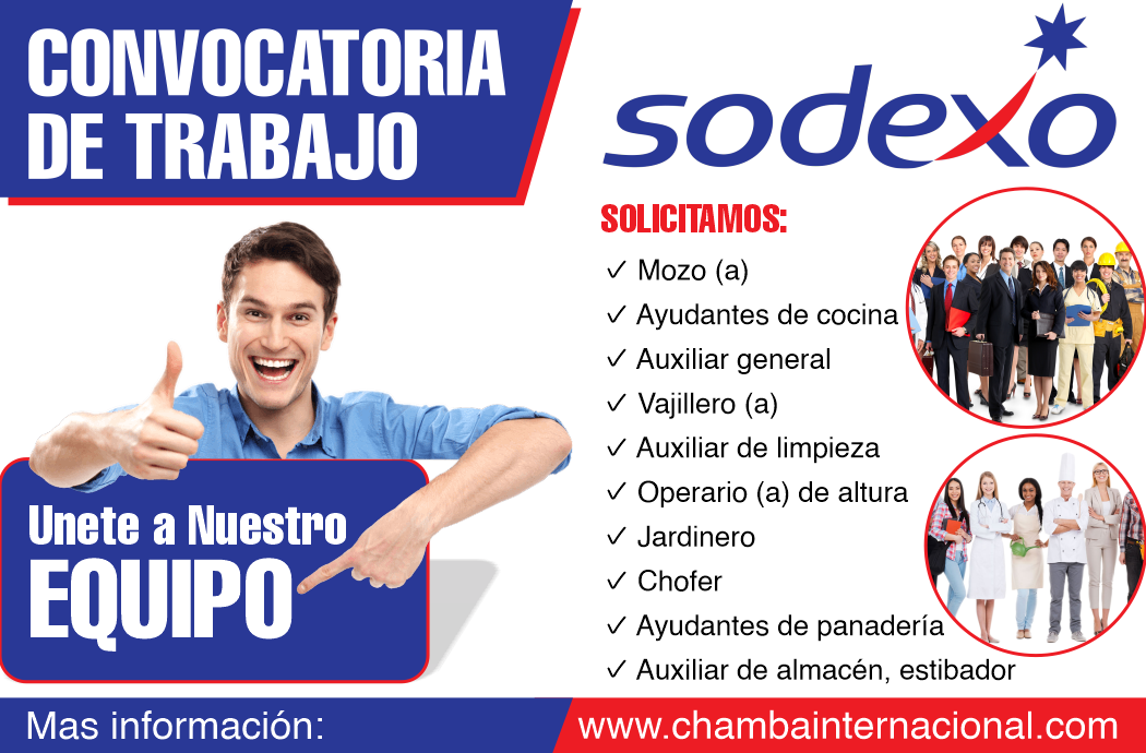 SODEXO Perú en estos momentos cuenta con vacantes en distintas áreas laborales